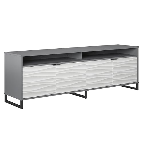 1 Door 3 Drawer Accent Cabinet, Faux Wave/Graphite Z28955