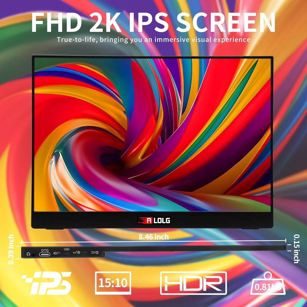 15.6 Inch FHD 1080P Portable Monitor with USB-C and HDMI Inputs D843255