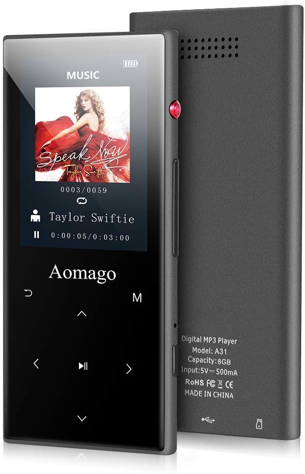 MP3 Player with Bluetooth 4.1 Built in Speaker, 2.4" Touch Screen, 16GB SD Card E437