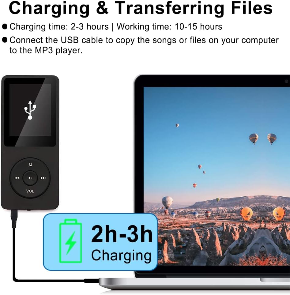 32GB Bluetooth MP3 Player with Speaker, FM Radio, Voice Recorder, Alarm Clock, Supports up to 128GB, Including Earphones G16597