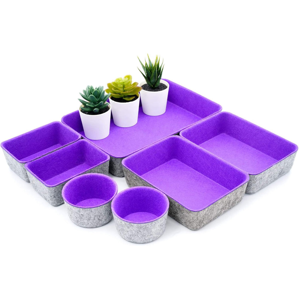 Maroon 7-Piece Felt Drawer Organizer Set B74197