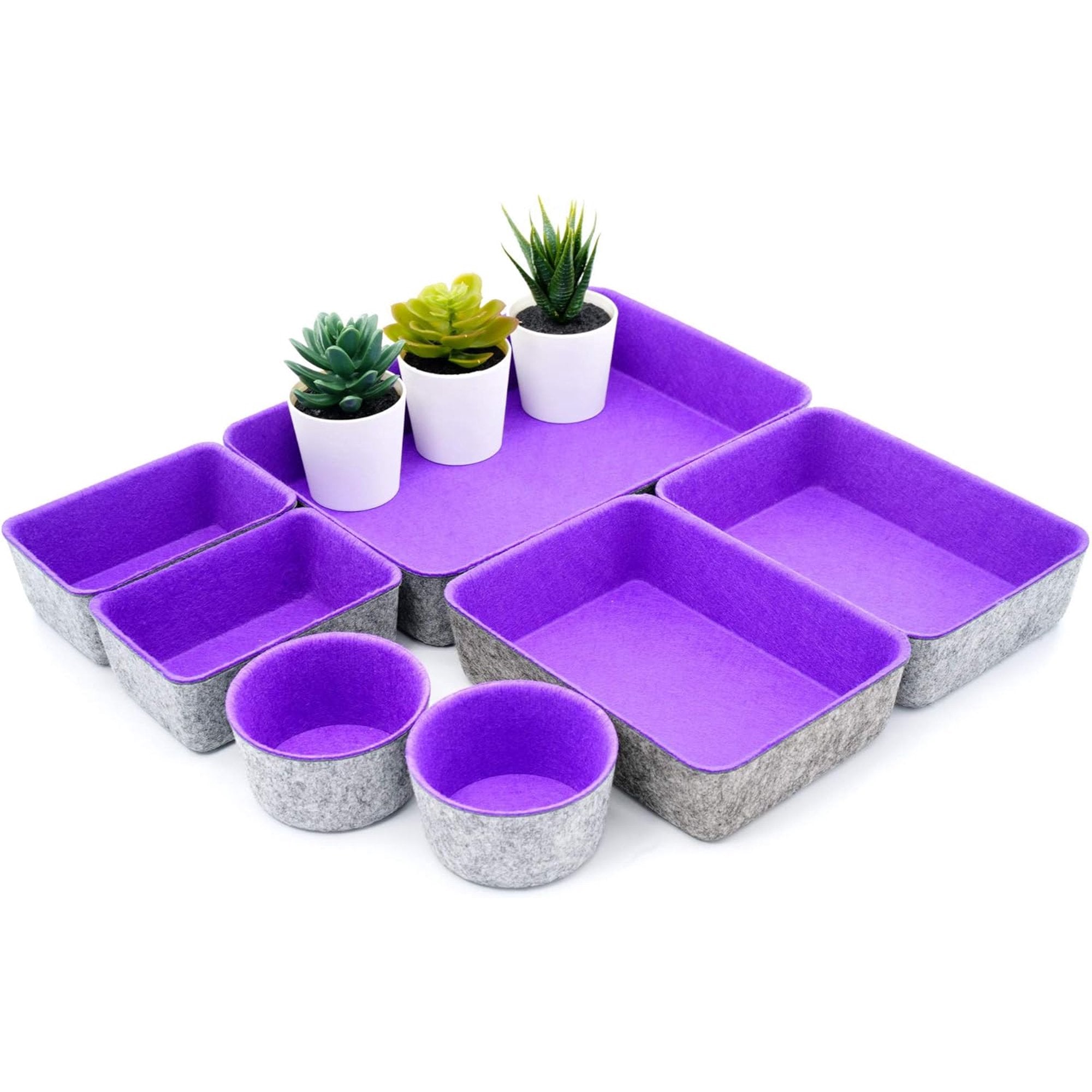 Maroon 7-Piece Felt Drawer Organizer Set B74197