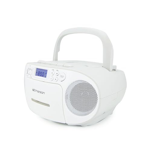 Black Portable CD Cassette Boombox with AM FM Radio J2736