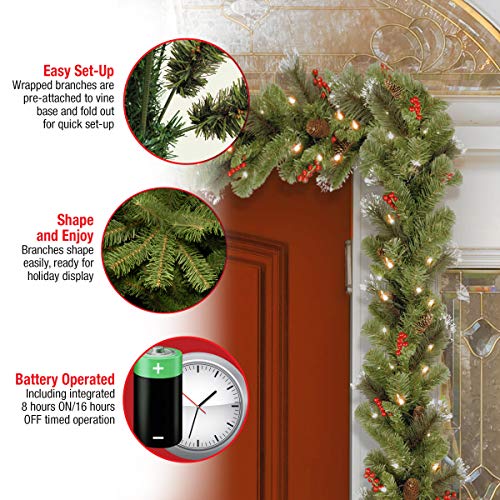 9 ft Pre-Lit Artificial Christmas Garland with 50 Warm White LED Lights O960460