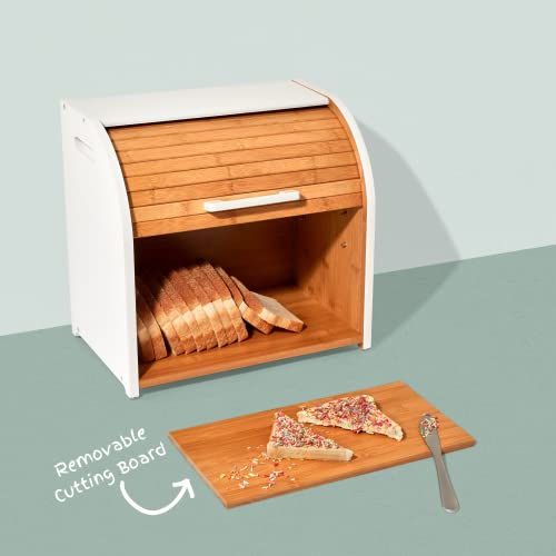 Bamboo Double Layer Roll Top Bread Box R1363