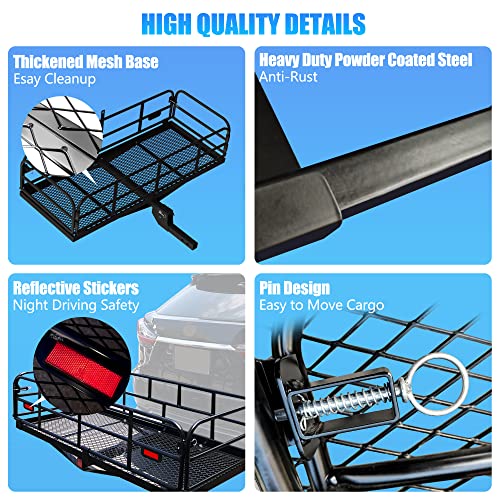 60"x24"x14.4" Folding Hitch Mount Cargo Carrier for 2" Receiver M995