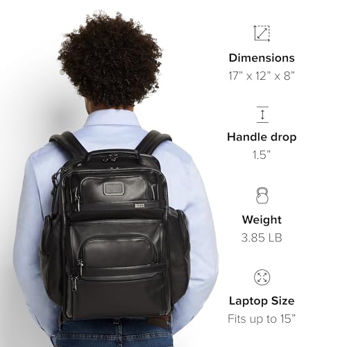 Black Leather 15" Laptop Backpack R5849