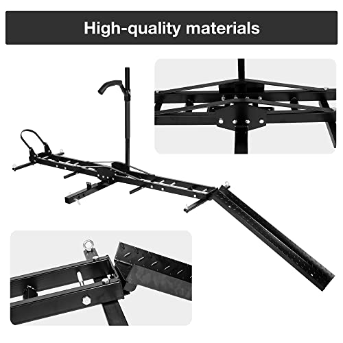 Motorcycle Carrier Hitch Mount 500 Lbs Dirt Bike Carrier Hauler Hitch Rack with Fixed Bracket and Lock Wheel Settings Removable Loading Ramp Anti-Tilt Locking Device V757815