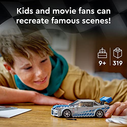 LEGO Speed Champions Nissan Skyline GT-R (R34) Race Car Toy Building Kit with Racer Minifigure F8008