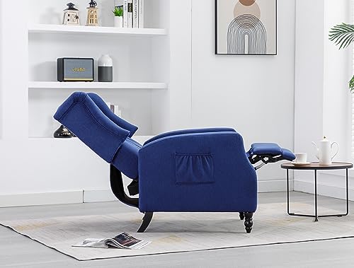 Navy Wingback Recliner Chair Set of 2 M401