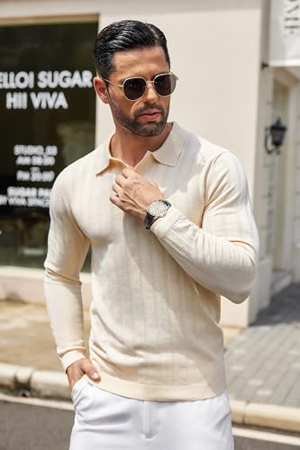 Men's Knit Long Sleeve Polo Shirt E765804