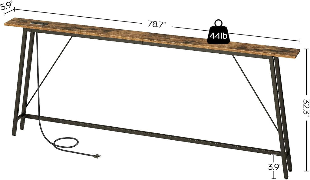 78.7" Console Table and 5.9" Skinny Console Table with Power Outlets Bundle D37646