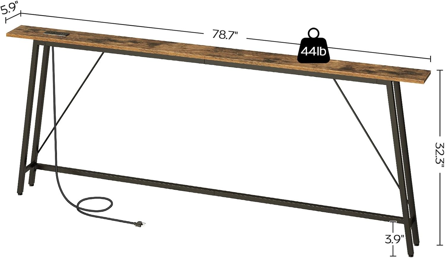 78.7" Console Table and 5.9" Skinny Console Table with Power Outlets Bundle D37646
