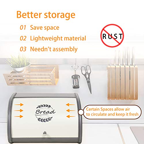 Metal Bread Box with Roll Top Lid Z2588