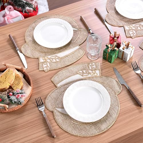 Set of 4 Burlap Christmas Placemats O917672
