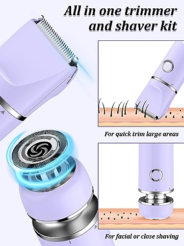 2-in-1 Wet/Dry Electric Bikini Trimmer and Shaver Kit (Purple) N438259