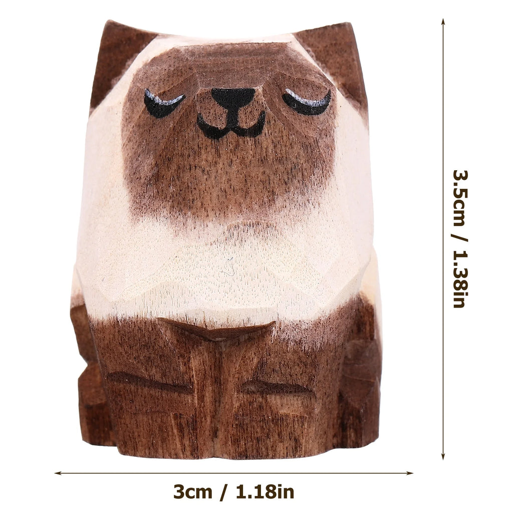 Desktop Wooden Cat Ornament Y966