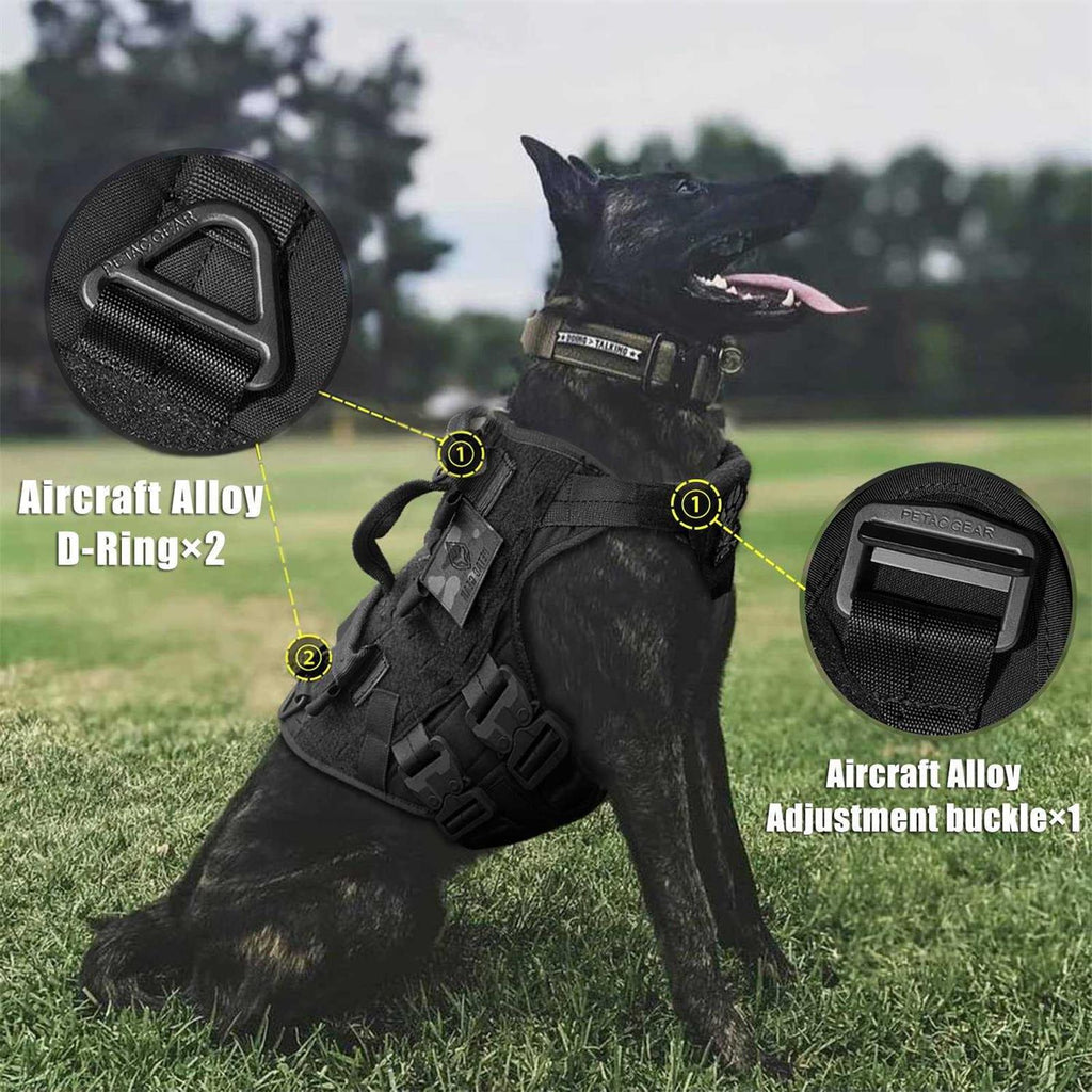 Tactical Dog Harness K9 Dog Training Vest Adjustable Padded MOLLE Vests M175329