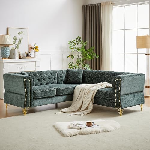 81.5" Chenille L-Shaped 5-Seater Sectional Sofa with 3 Cushions (Gray) H218284