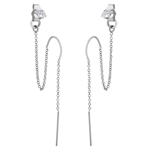 14k Gold Filled Double Piercing Earrings with Cubic Zirconia S9931