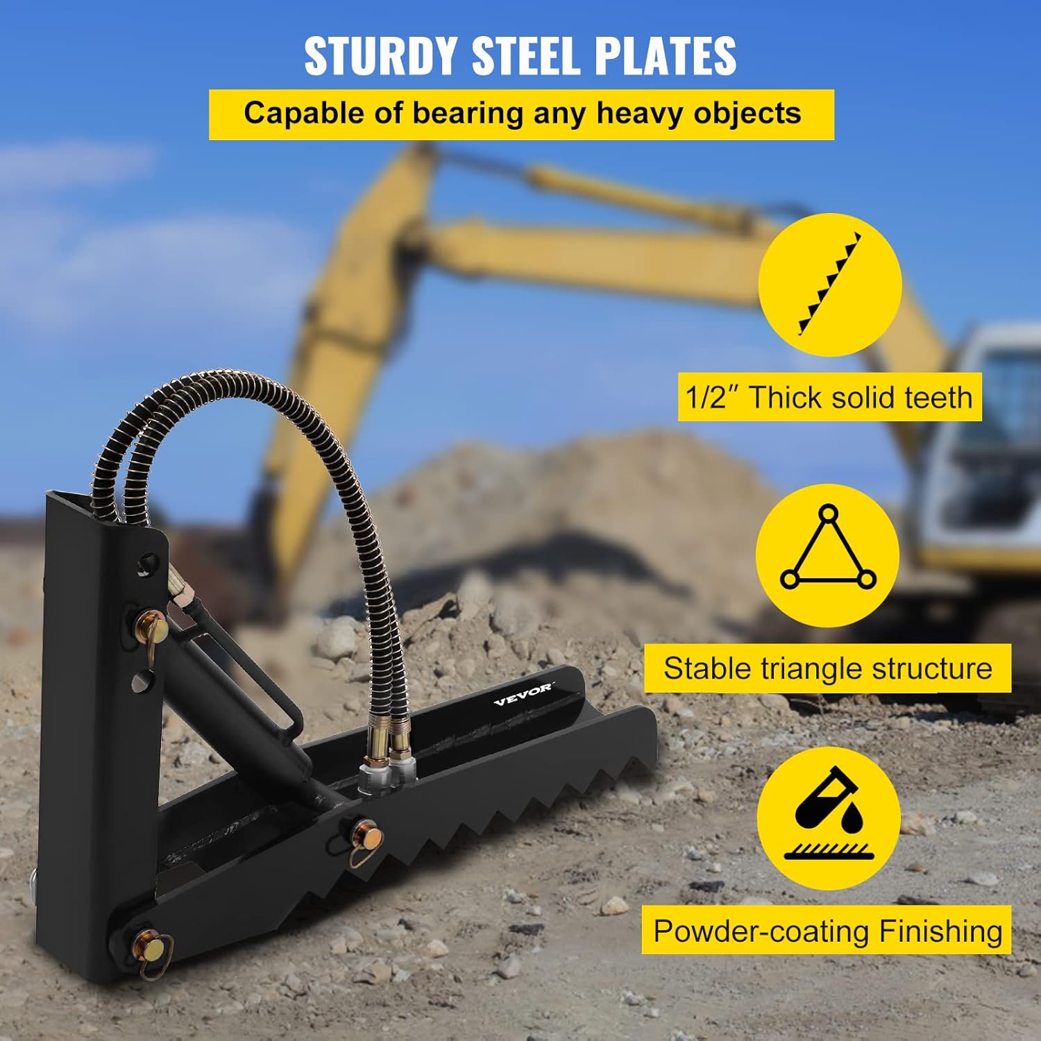 24 inch Hydraulic Backhoe Excavator Thumb Attachments Weld On 1/2in Teeth Thick Steel Plate Assembly with Hydraulic Cylinder Z410