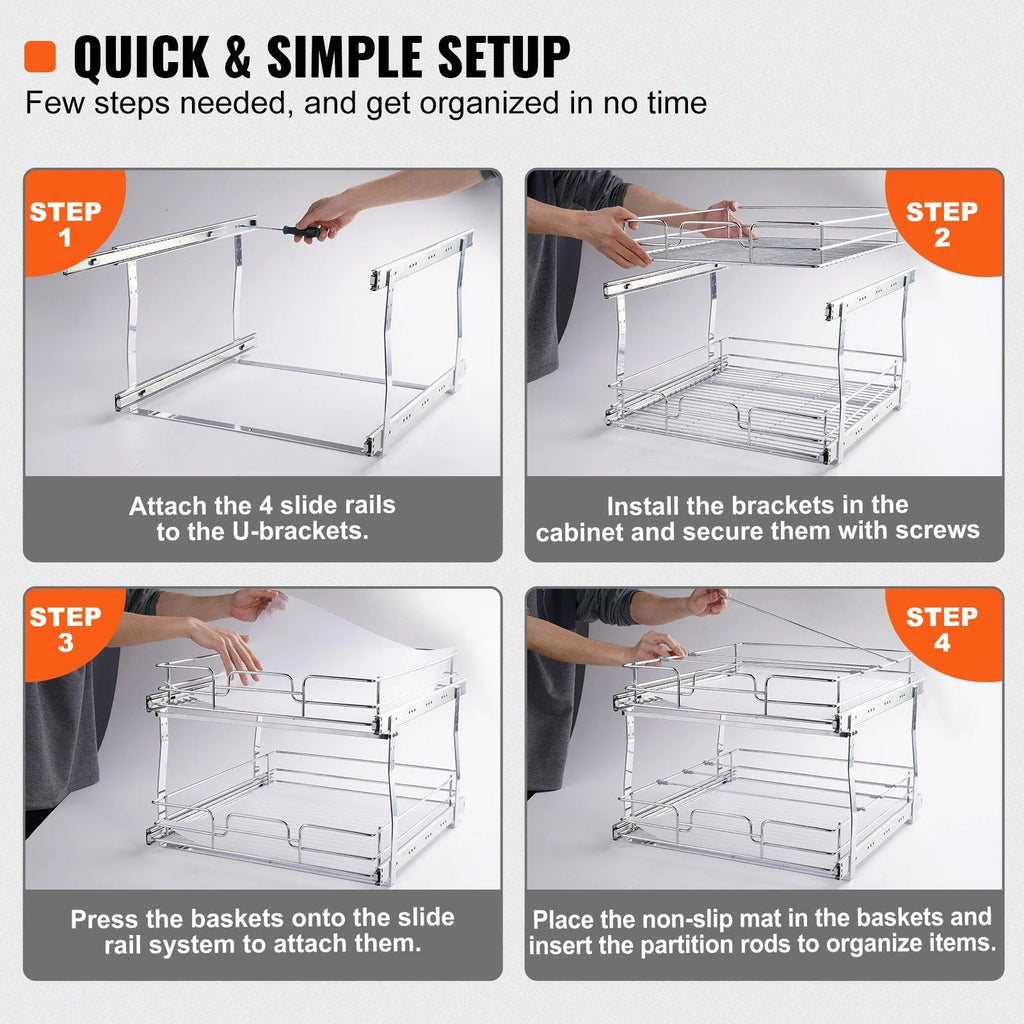 Chrome-Plated Steel Pull Out Cabinet Organizer O309017
