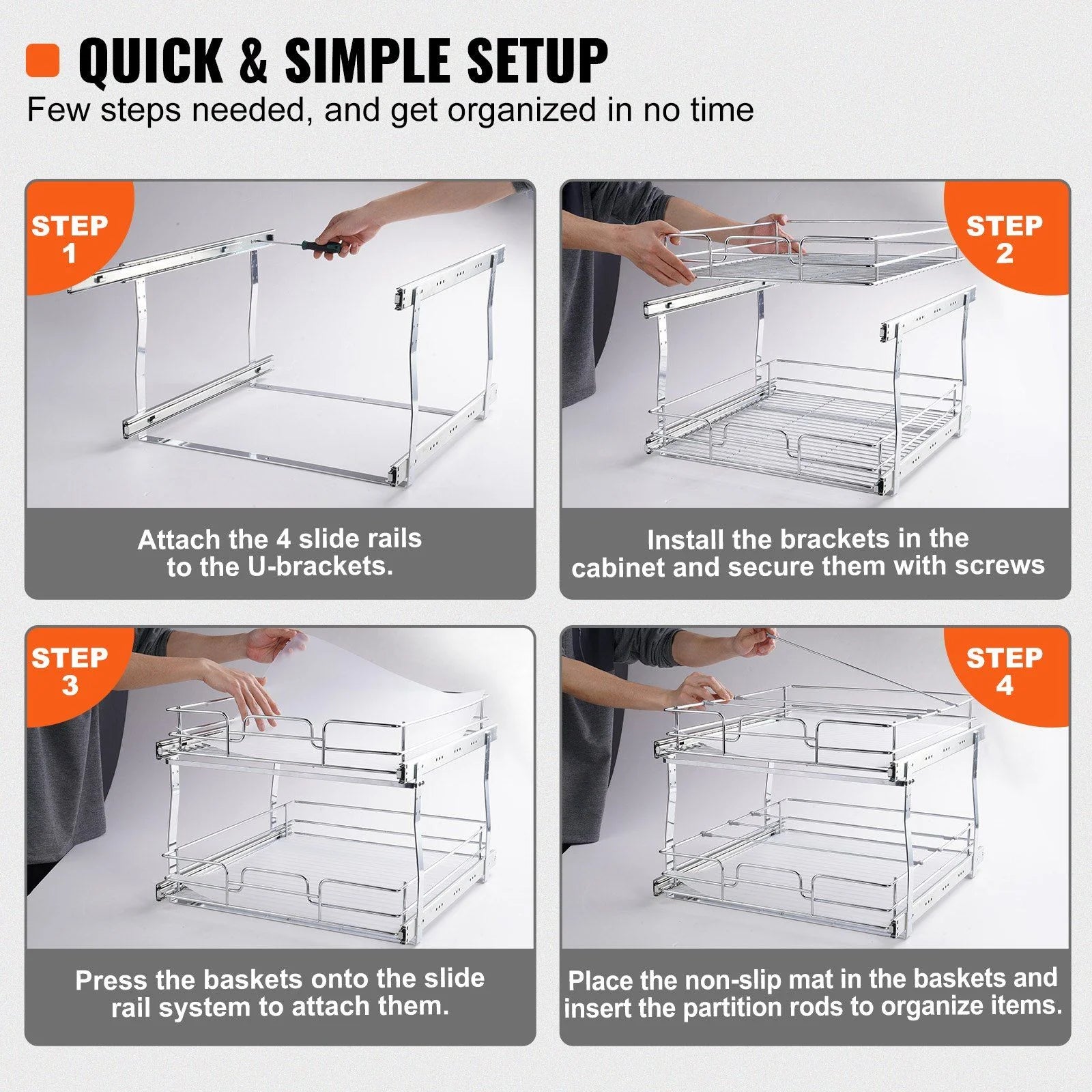 Chrome-Plated Steel Pull Out Cabinet Organizer O309017