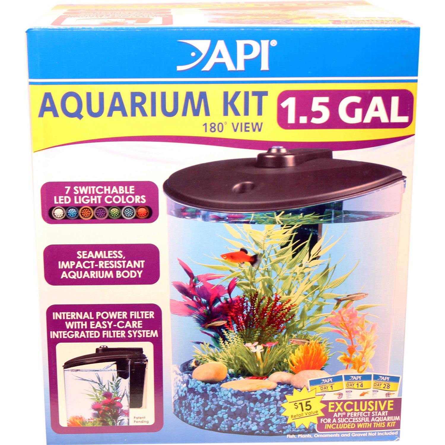 1.5-Gallon Fish Tank with LED Lighting and Power Filter I9858