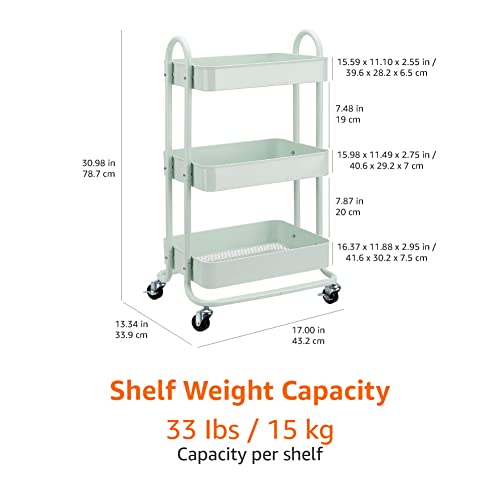 White 3-Tier Rolling Utility Cart with Lockable Wheels G67193