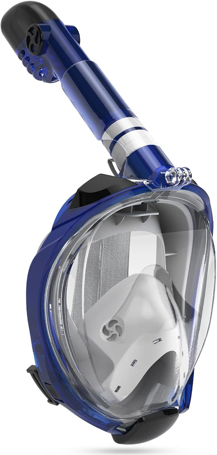 Full Face Snorkel Mask with Detachable Camera Mount, Panoramic 180 Degree View Dive Mask, Dry Top Set, Pack of 2 G8976