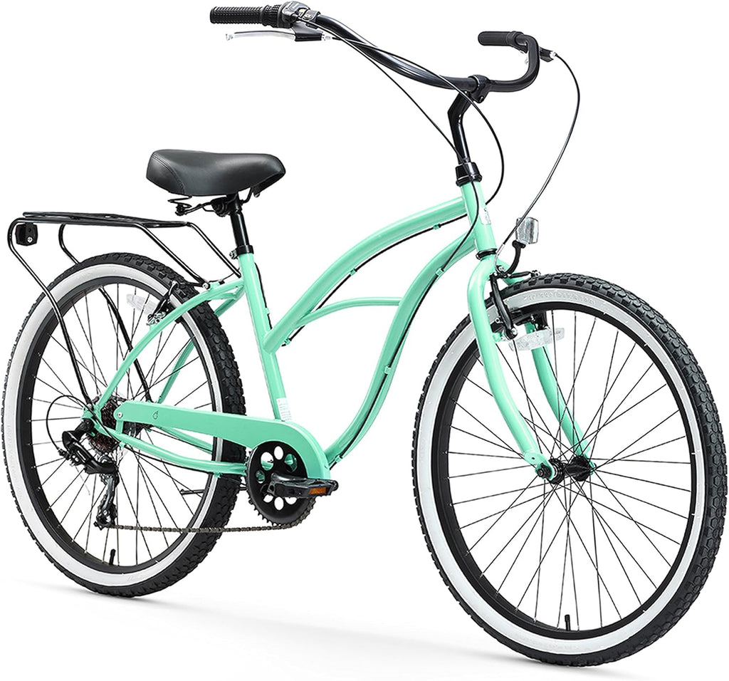 7-Speed 26 Inch Beach Cruiser Bikes with Rear Racks U507385