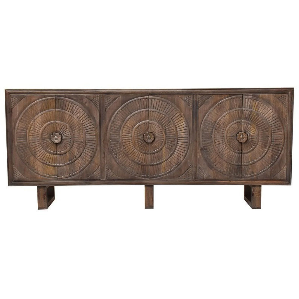 Solid Wood Cabinet with 6 Doors in Brown Finish F61458