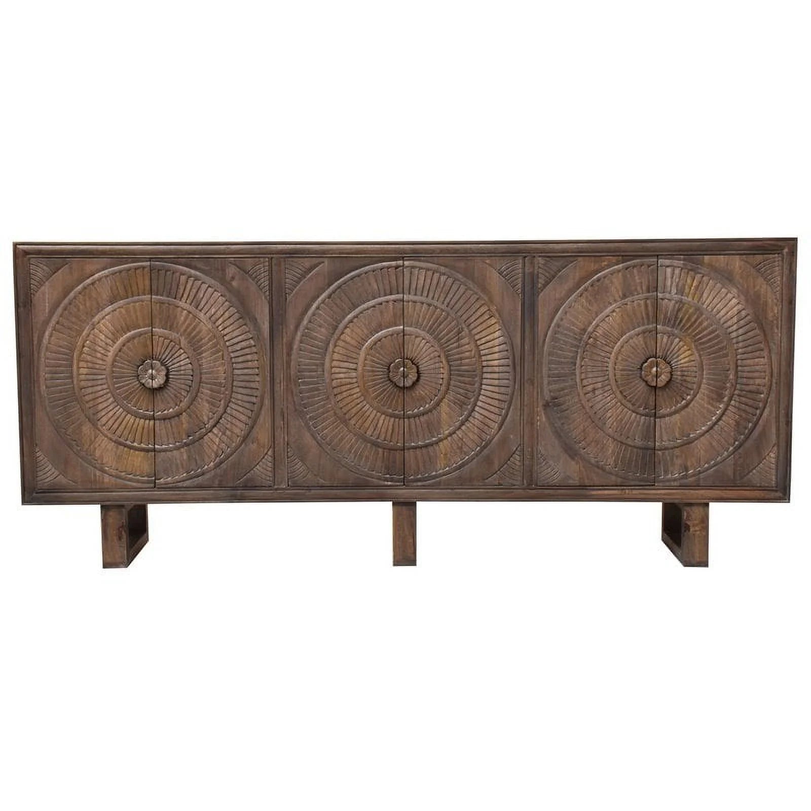 Solid Wood Cabinet with 6 Doors in Brown Finish F61458