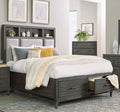 Queen Size Platform Bed with Storage USB Port Bookshelves LED Light Headboard G7376