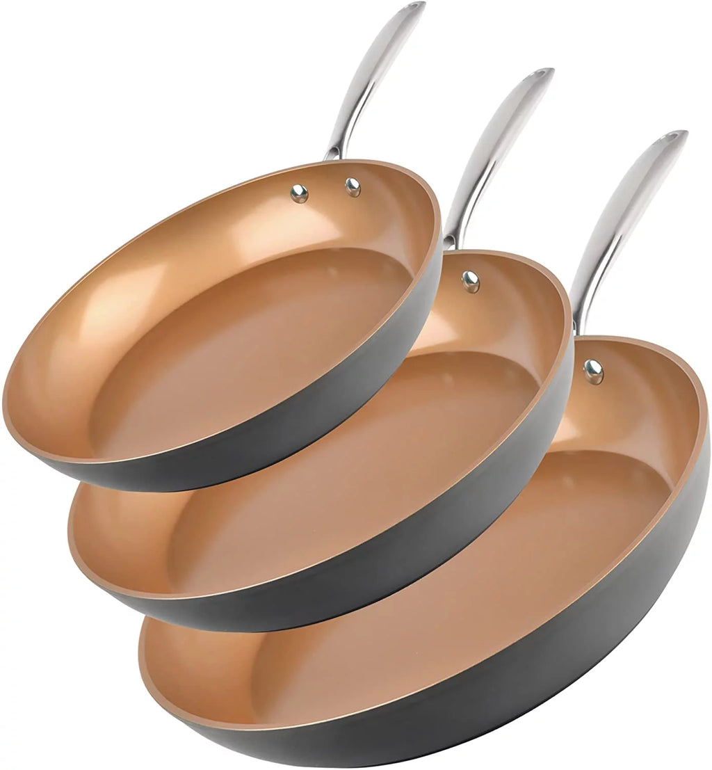 8" 10" 12" Nonstick Ceramic Chef's Skillet Set V2385