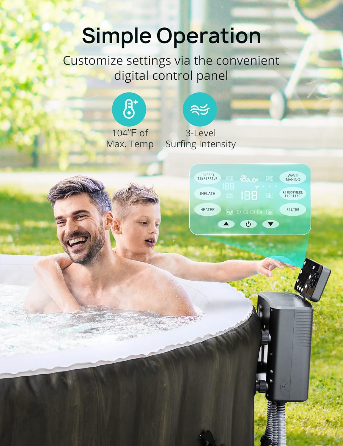Inflatable Hot Tub with Built-in LED and 140 Air Jets I798943