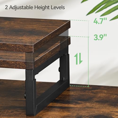 Monitor Stand Riser with Charging, Adjustable Computer Desk Organizer with Phone Holder H132