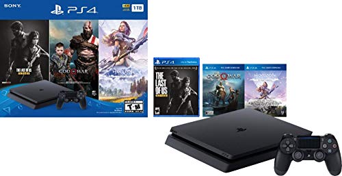1TB HDD PS4 Console Slim Bundle with Three Games Dualshock 4 Wireless Controller Jet Black L8576