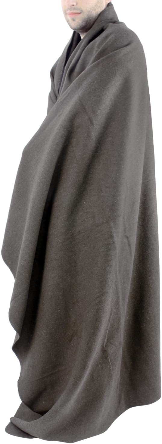 Grey Warm Wool Fire Retardant Blanket, 62" x 80" R12742
