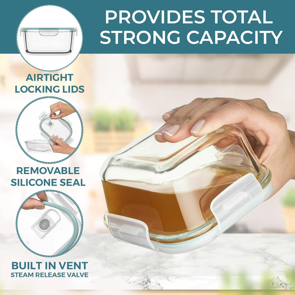 24 Pc Airtight Glass Food Storage Containers with Lids B965630
