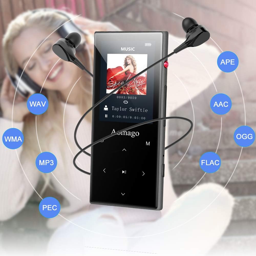MP3 Player with Bluetooth 4.1 Built in Speaker, 2.4" Touch Screen, 16GB SD Card E437