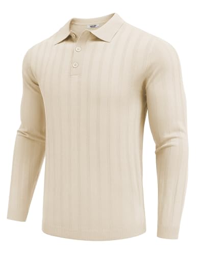 Men's Knit Long Sleeve Polo Shirt E765804