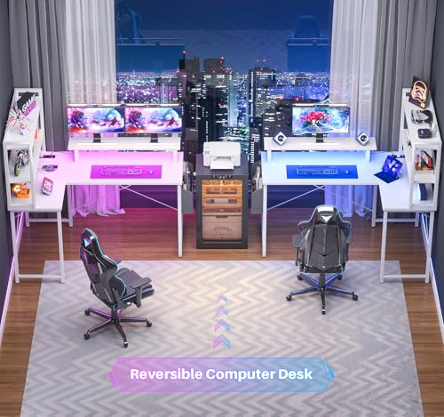 Black L Shaped Computer Desk with Bookshelf P2805