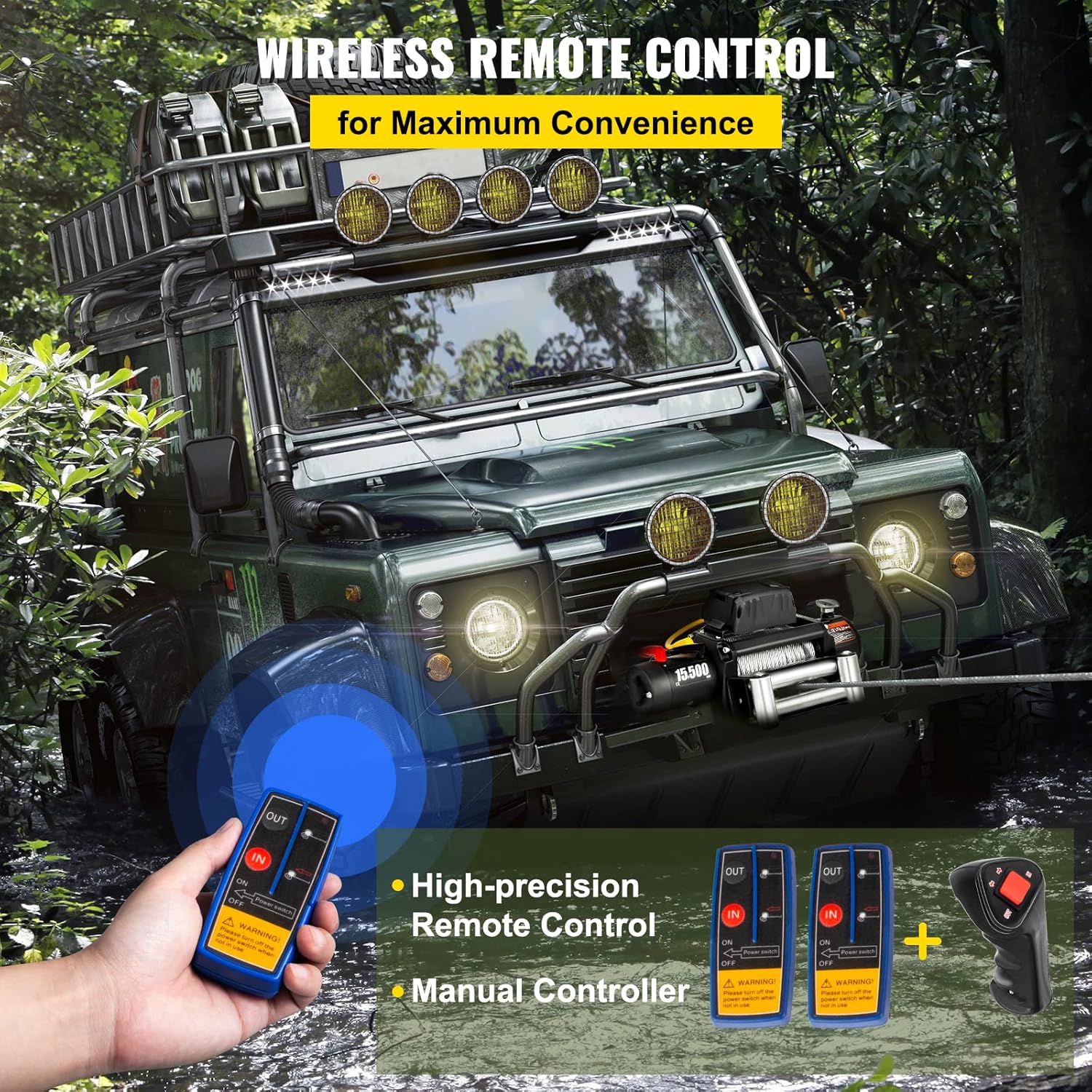15500lb Electric Winch with 93.5ft Steel Cable 12V Wireless Remote Control I715