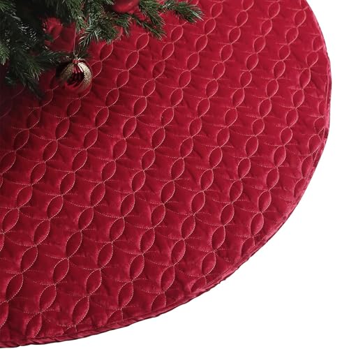 36 Inch Red Gold Velvet Christmas Tree Skirt S93808