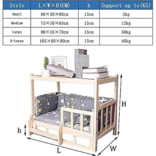 Elevated Solid Wood Double Layer Dog Bed with Mattress A452408