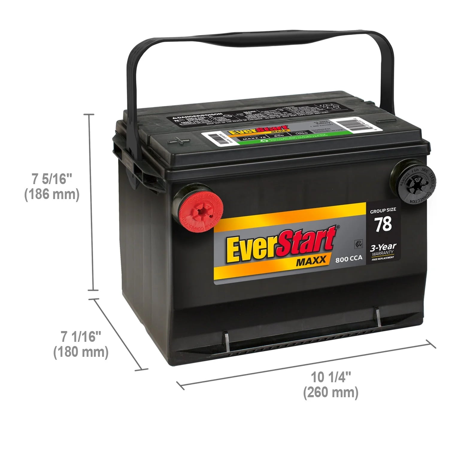 Group Size 78 12 Volt 800 CCA Lead Acid Automotive Battery O761565