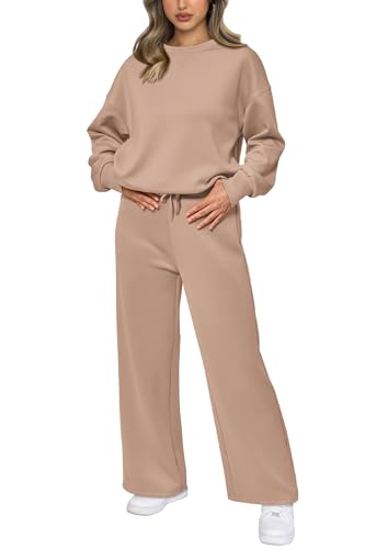 2 Piece Long Sleeve Pullover Tops And Long Pants Lounge Sets V6574