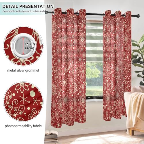 63 Inch Length Winter Snowflakes Pattern 2 Panel Curtains Q89249