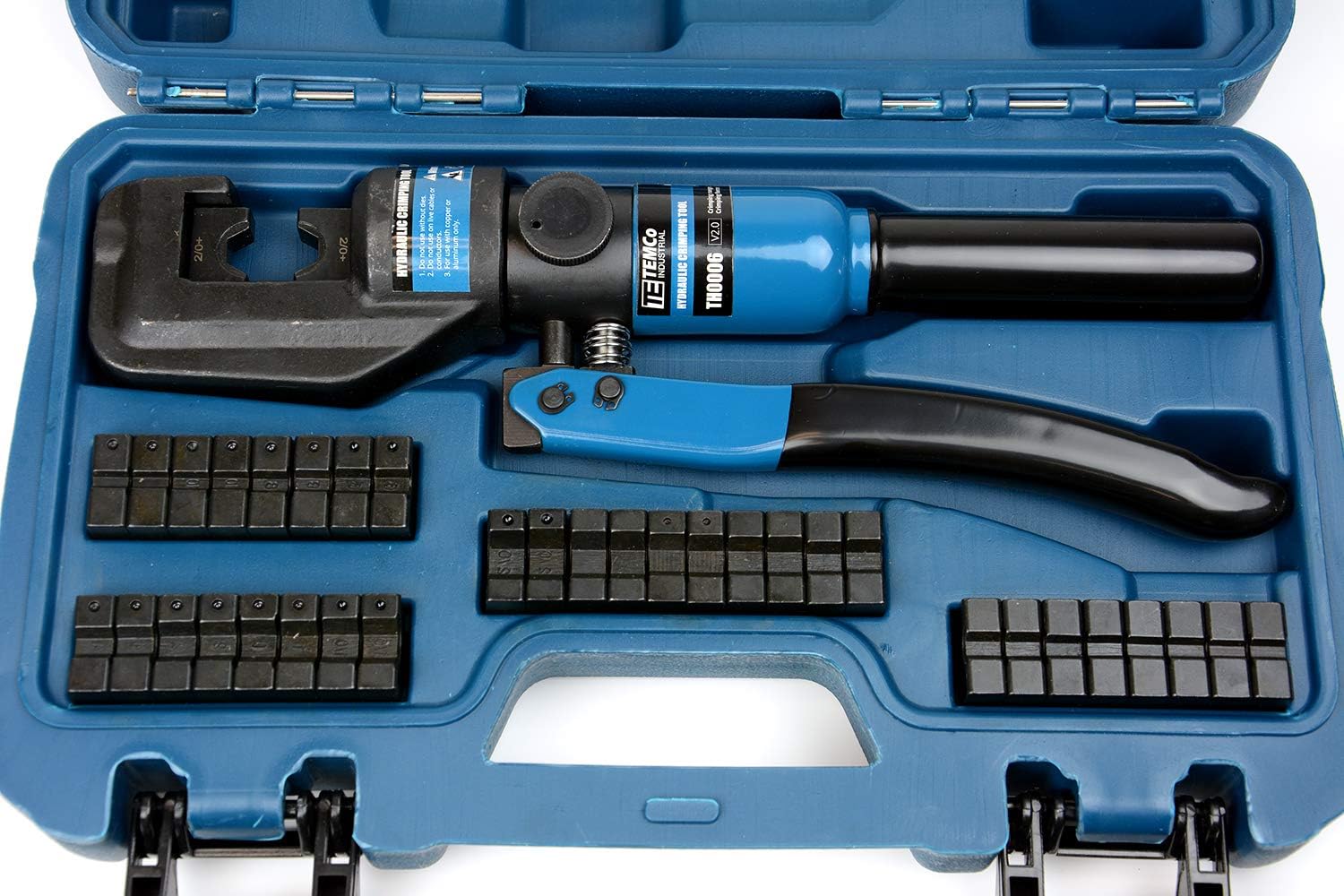 Hydraulic Electrical Cable Crimper Kit with 18 Die Sets 12 AWG - 00 (2/0) 5 US TON K939219